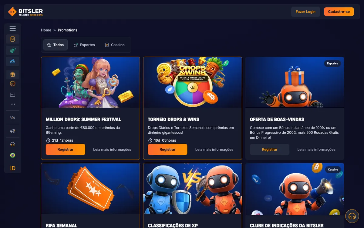 Bitsler Casino — Promotions, captured from Brazil