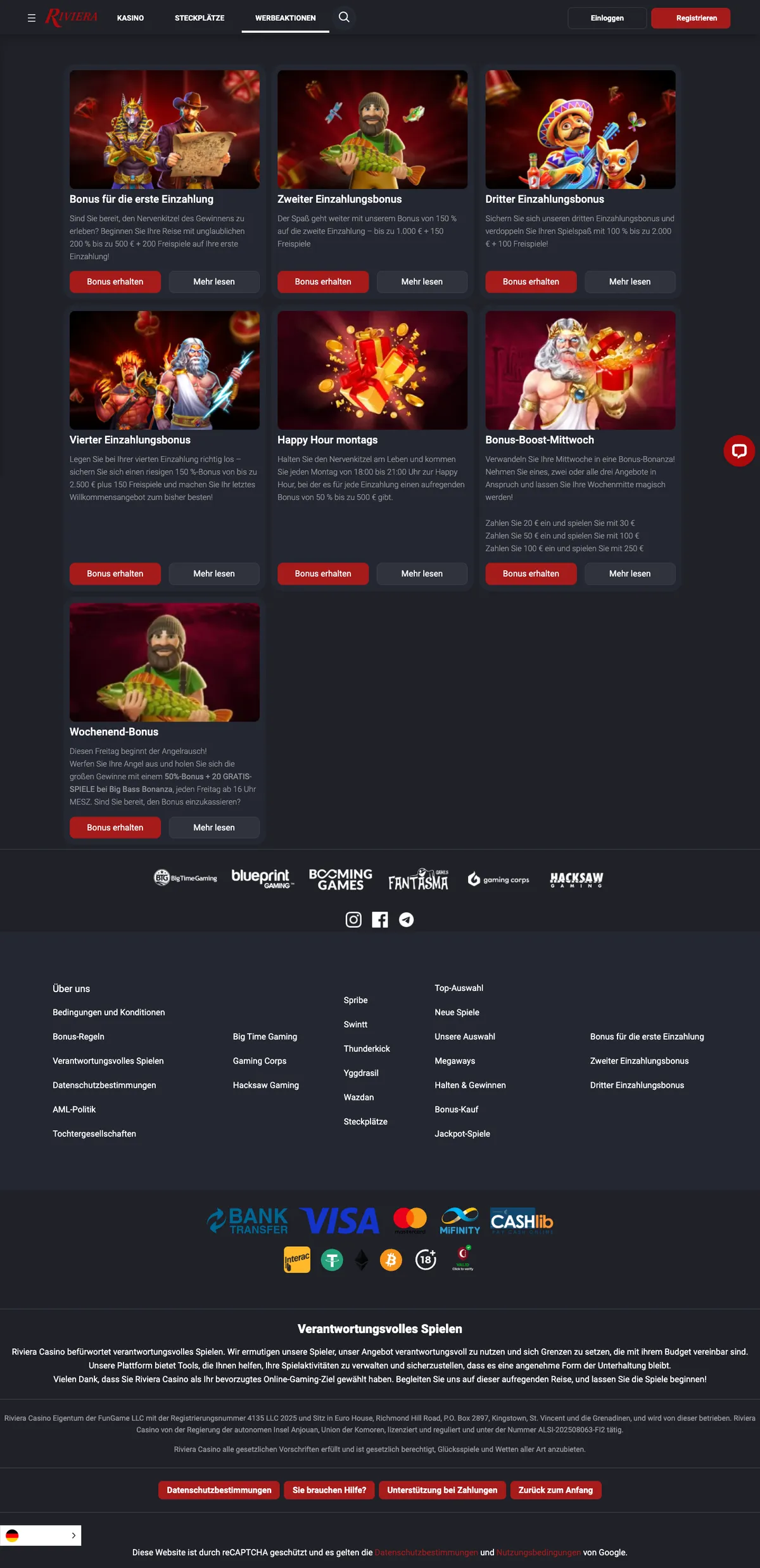 Riviera Casino — Payments, captured from Austria