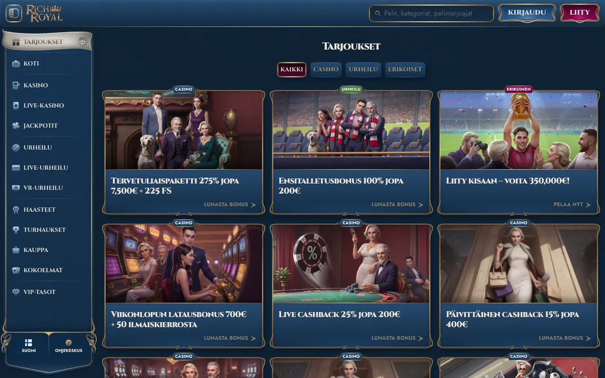 Rich Royal Casino — Promotions, captured from Finland