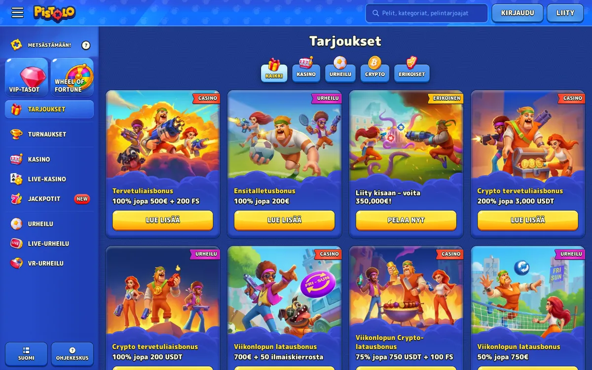 Pistolo Casino — Promotions, captured from Finland