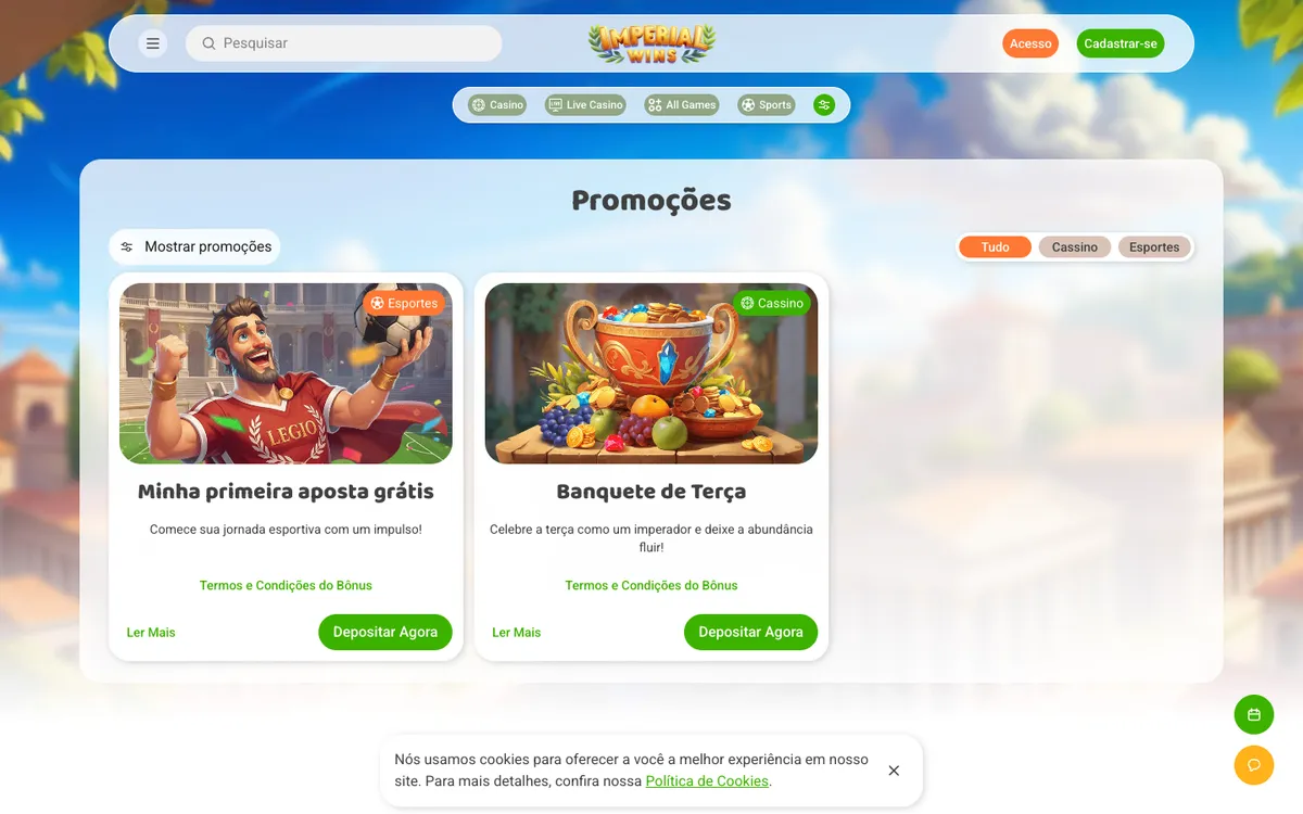 Imperial Wins Casino — Promotions, captured from Brazil