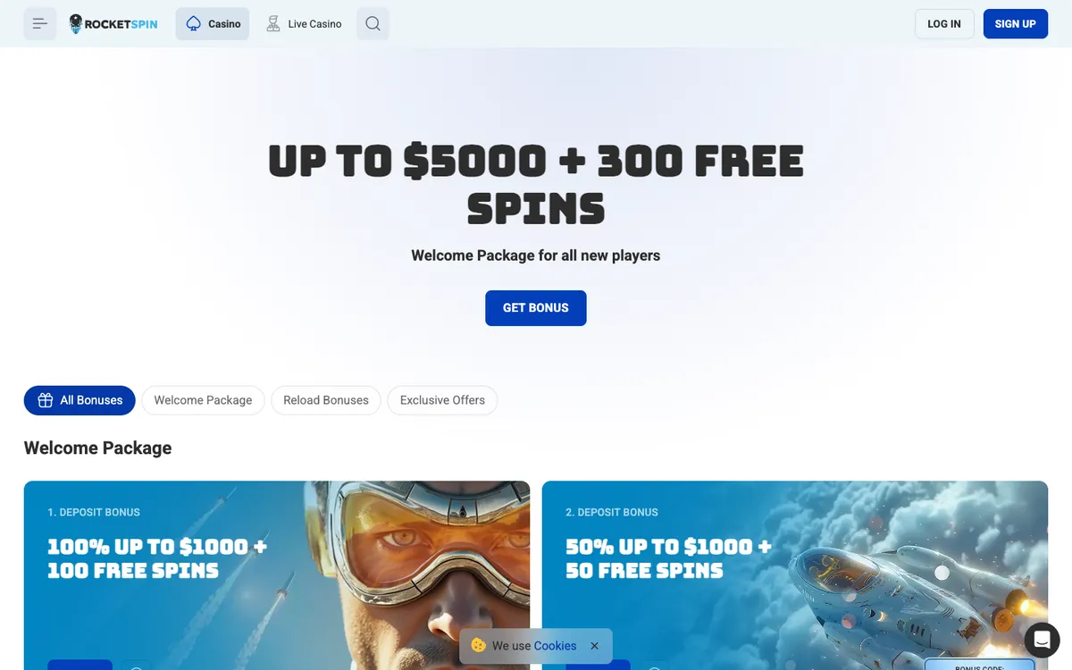 Rocket Spin Casino — Promotions, captured from Australia