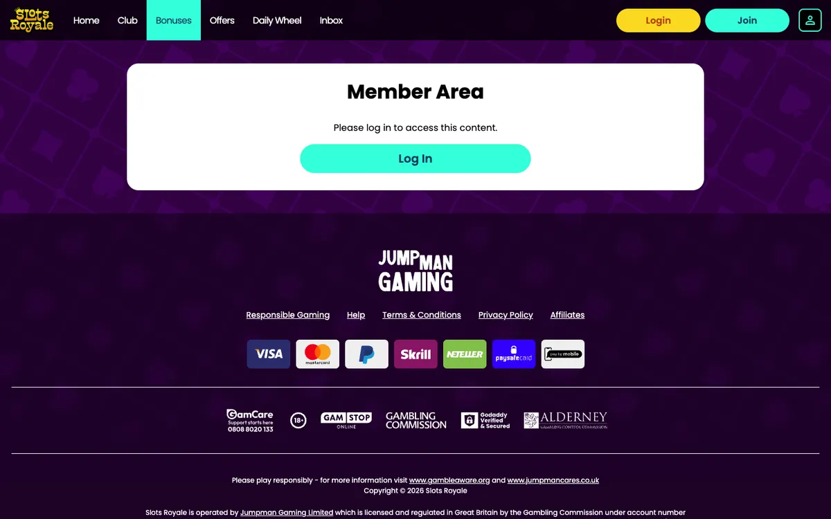 Slots Royale Casino — Promotions, captured from United Kingdom