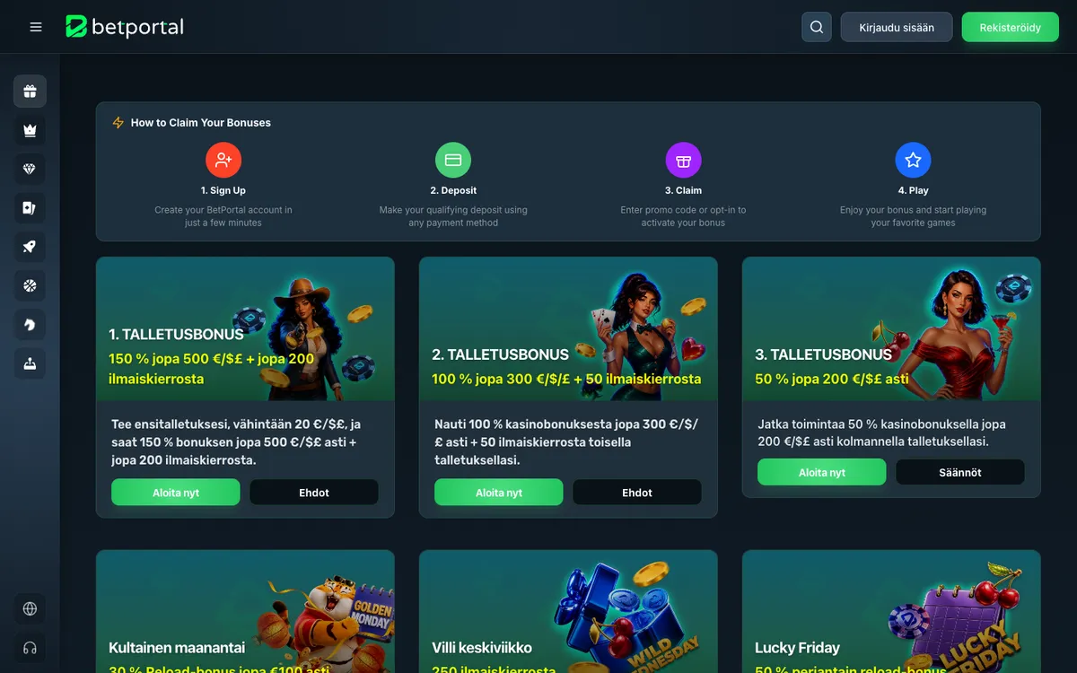 BetPortal Casino — Promotions, captured from Finland