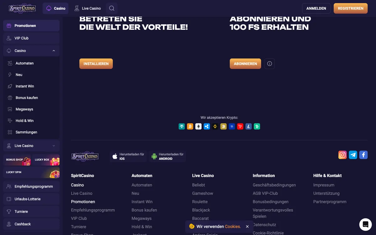 Spirit Casino — «Акции», снято из страны Австрия