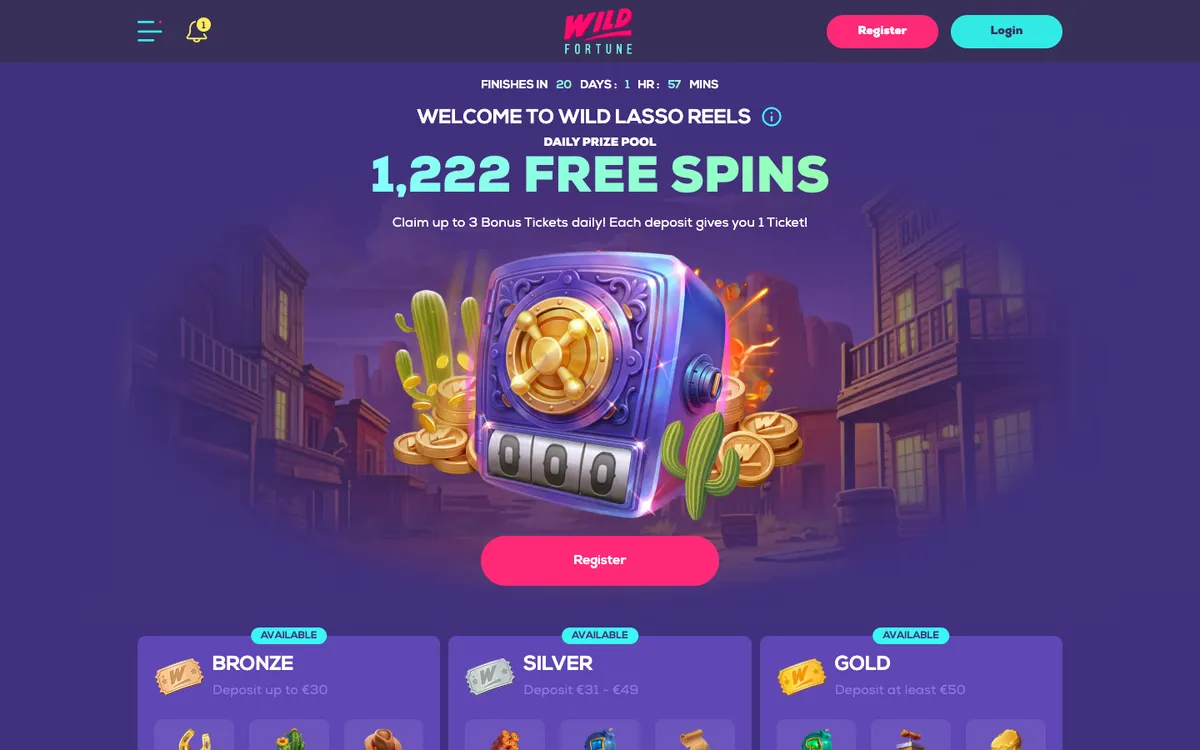 Wildfortune.io Casino – «Акции», снято из страны Южно-Африканская Республика