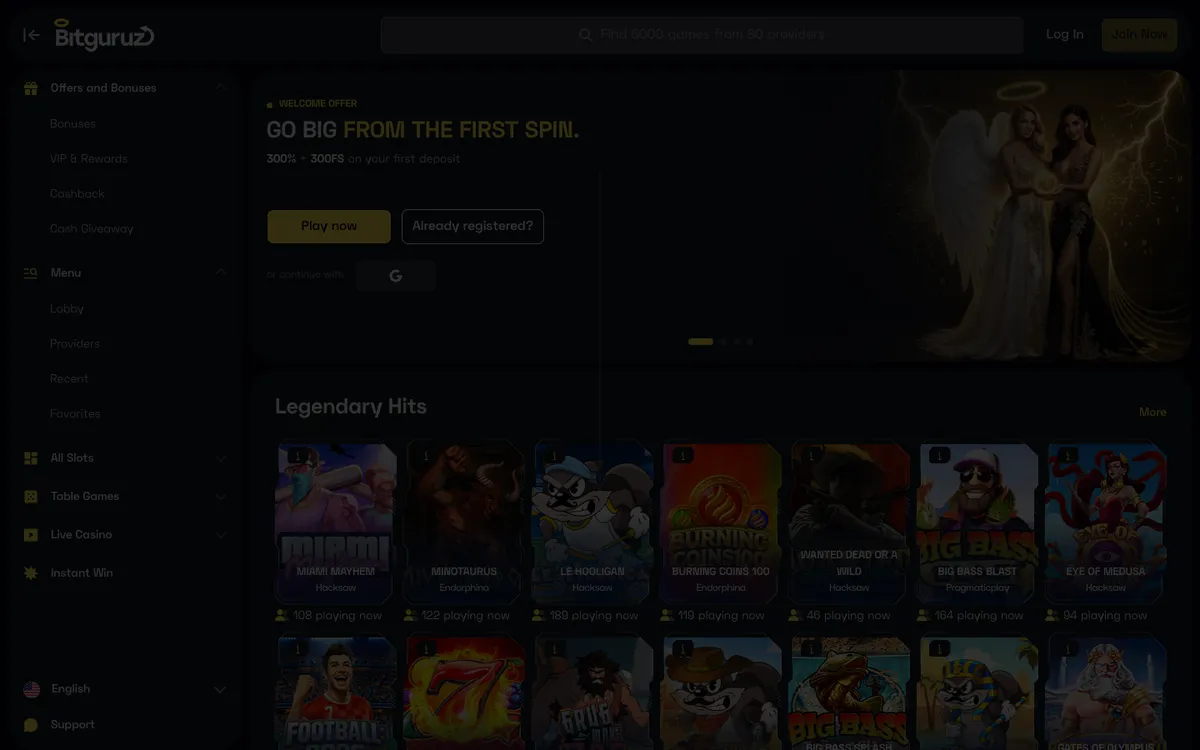 Bitguruz Casino — Sign-up, captured from Lithuania