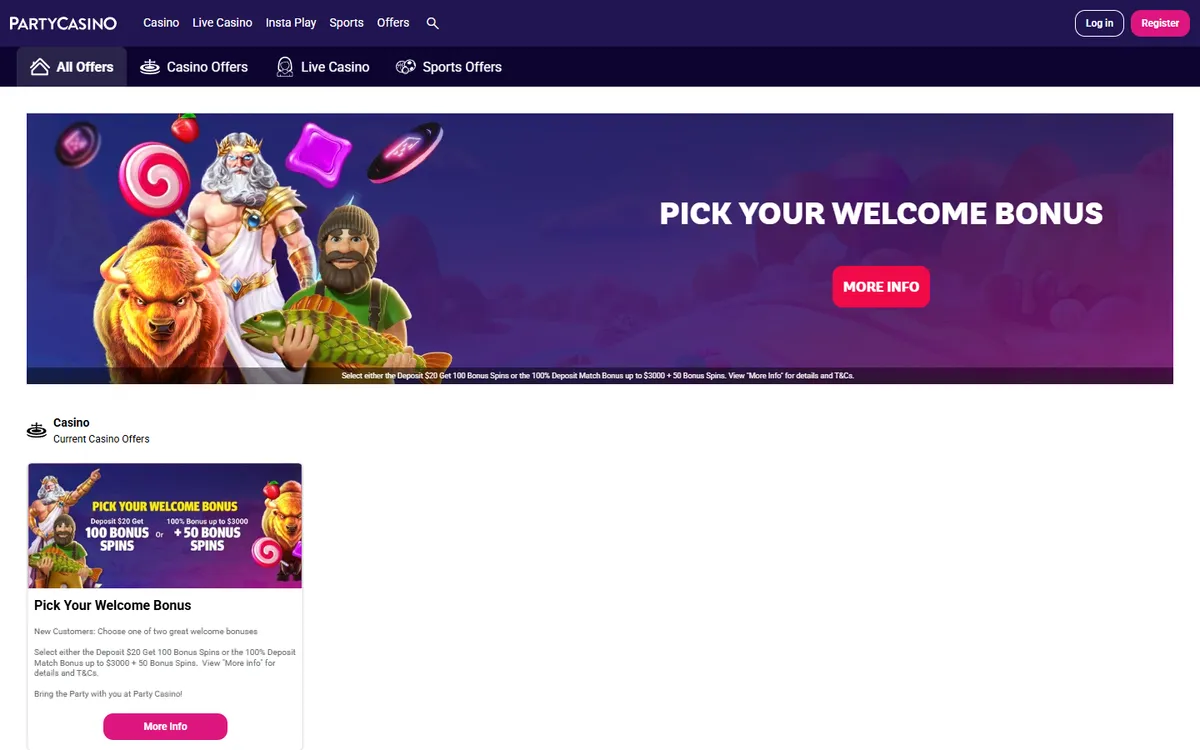 PartyCasino — «Акции», снято из страны Канада