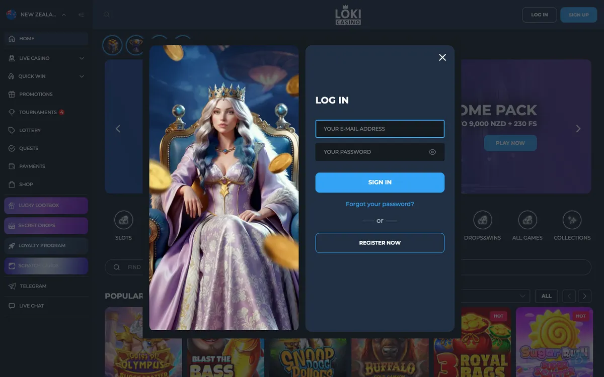 Loki Casino — Sign-up, captured from New Zealand