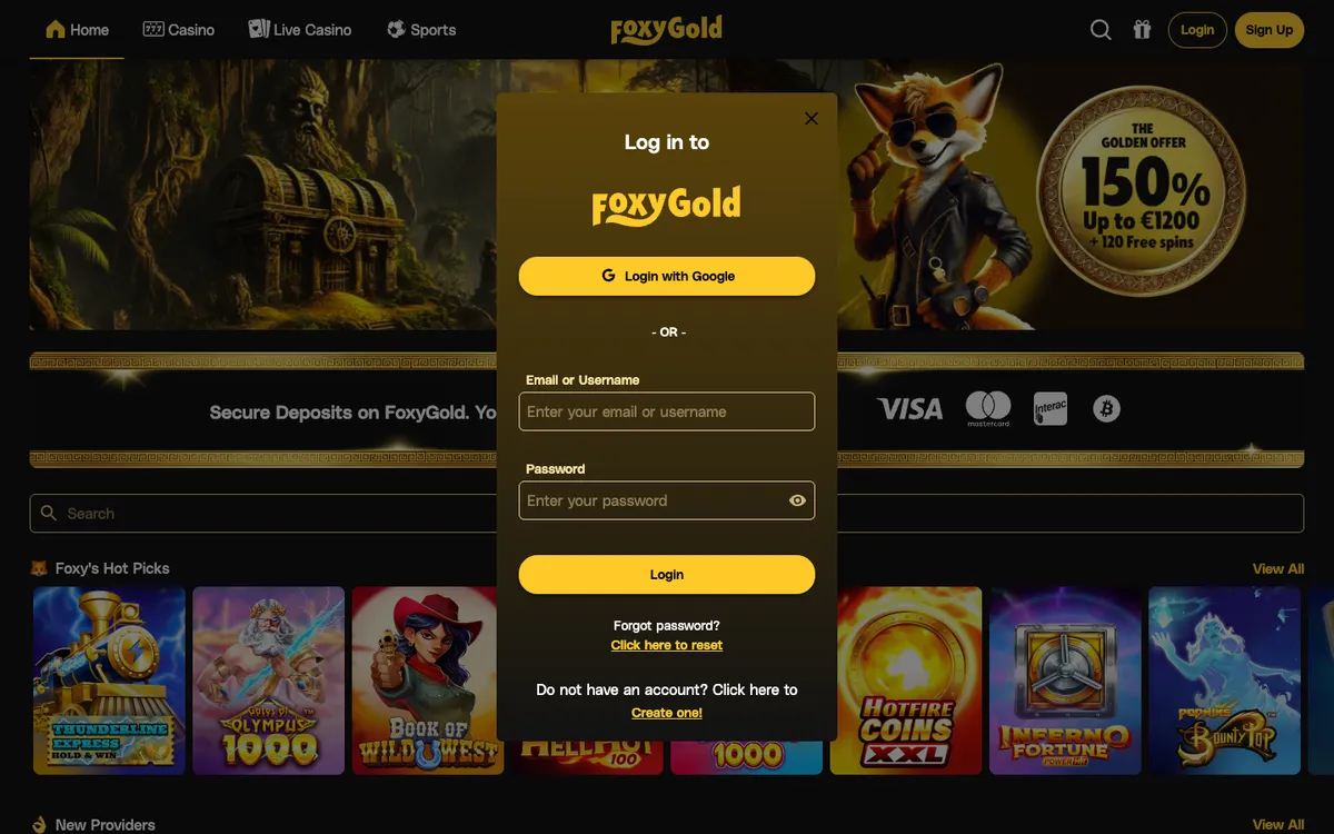 FoxyGold Casino — Sign-up, captured from Germany