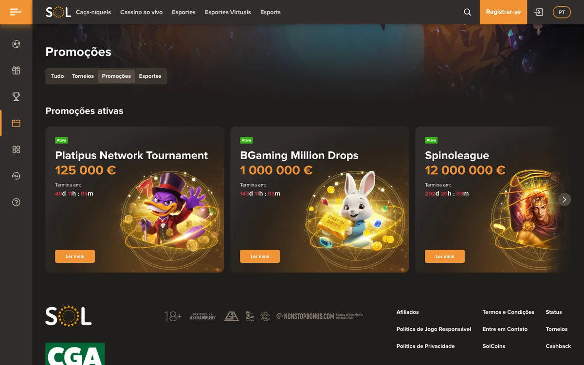 Sol Casino — «Акции», снято из страны Бразилия
