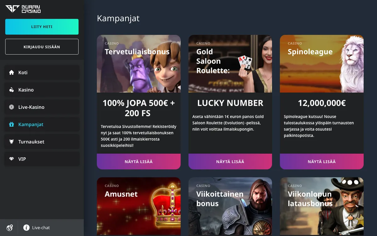 BuranCasino — «Акции», снято из страны Финляндия