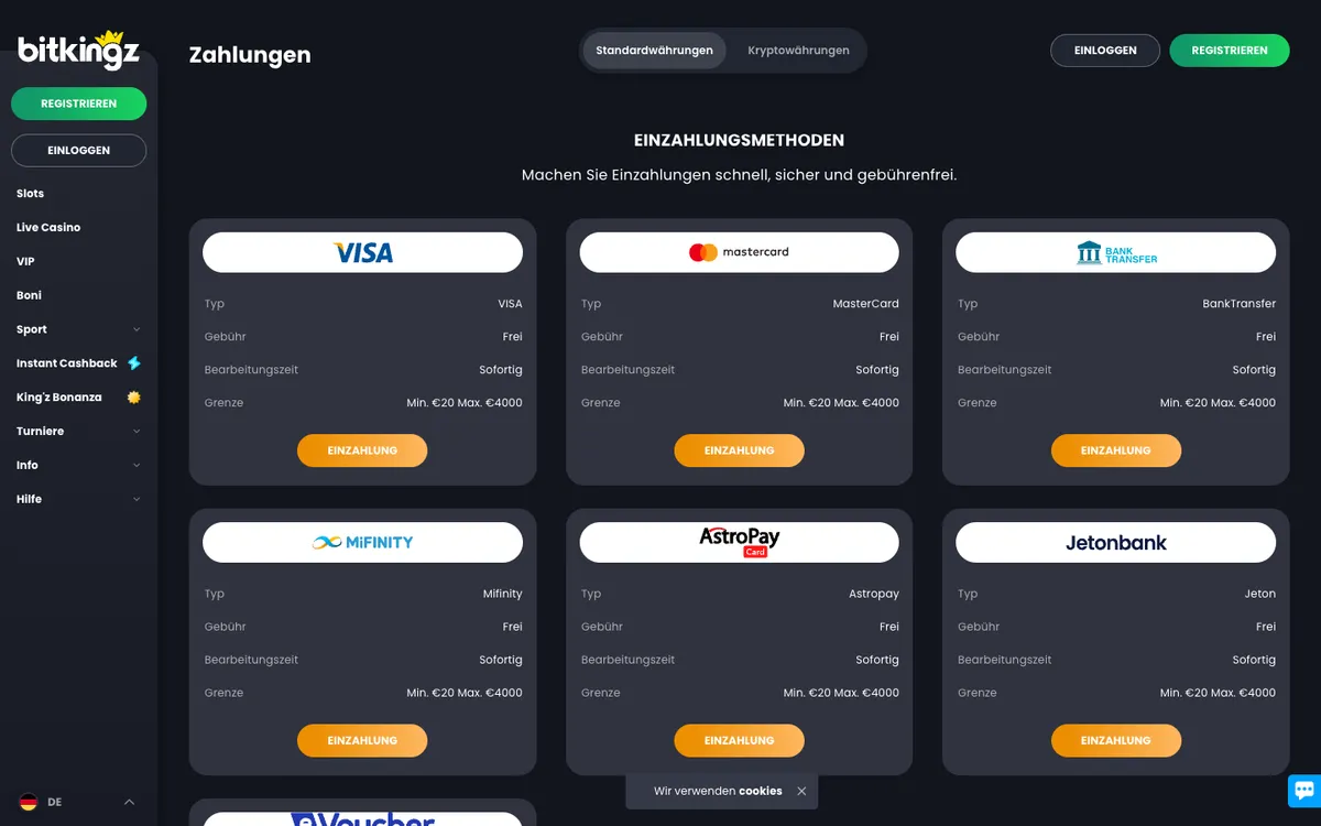Bitkingz Casino — «Платежи», снято из страны Австрия