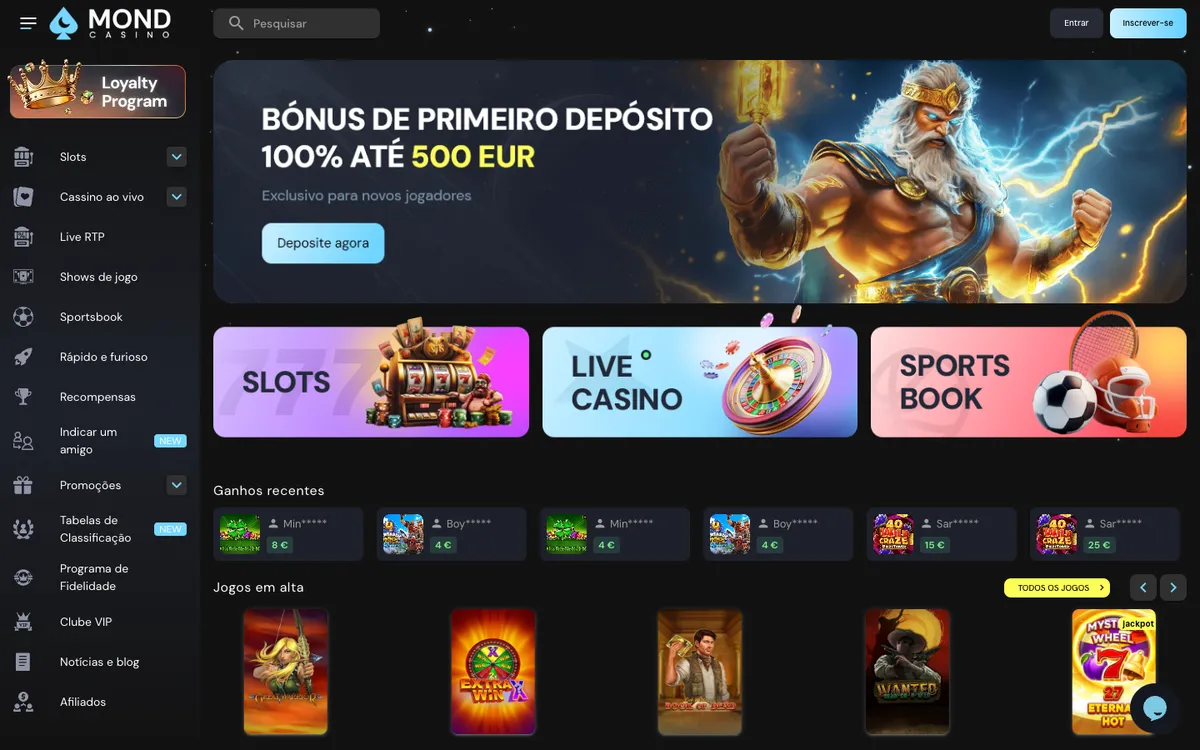Mondcasino — Home page, captured from Brazil