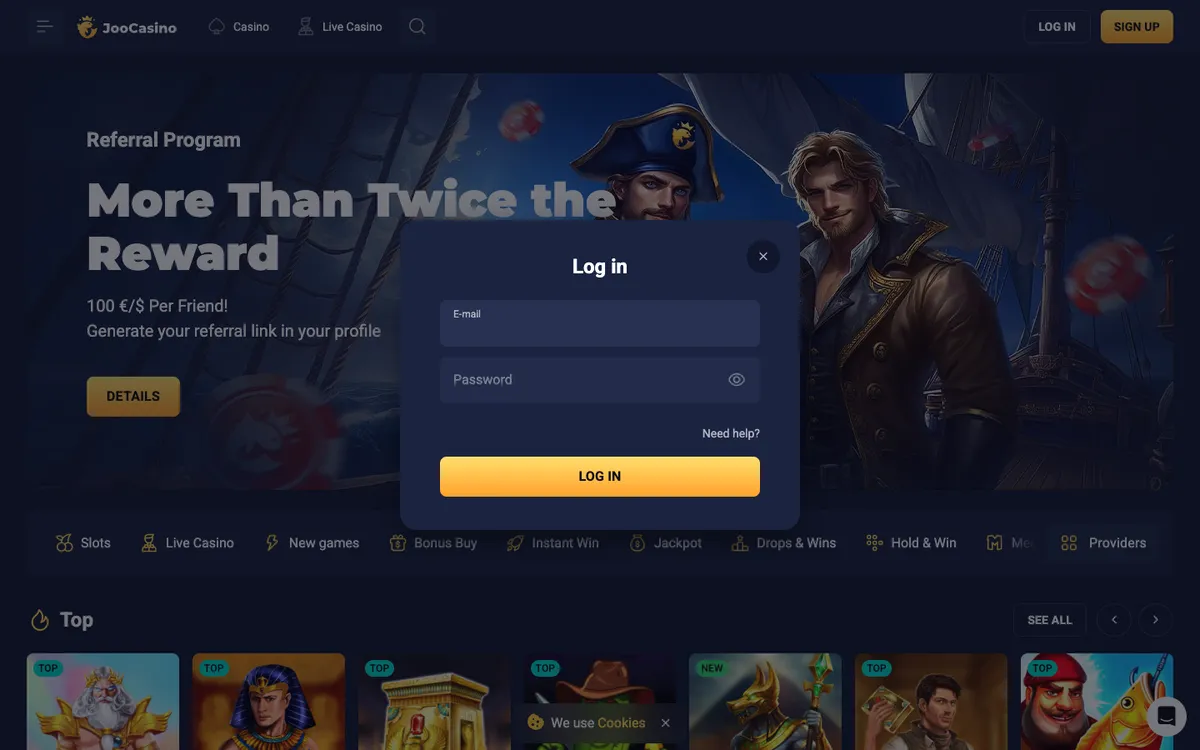 Joo Casino — Sign-up, captured from Japan