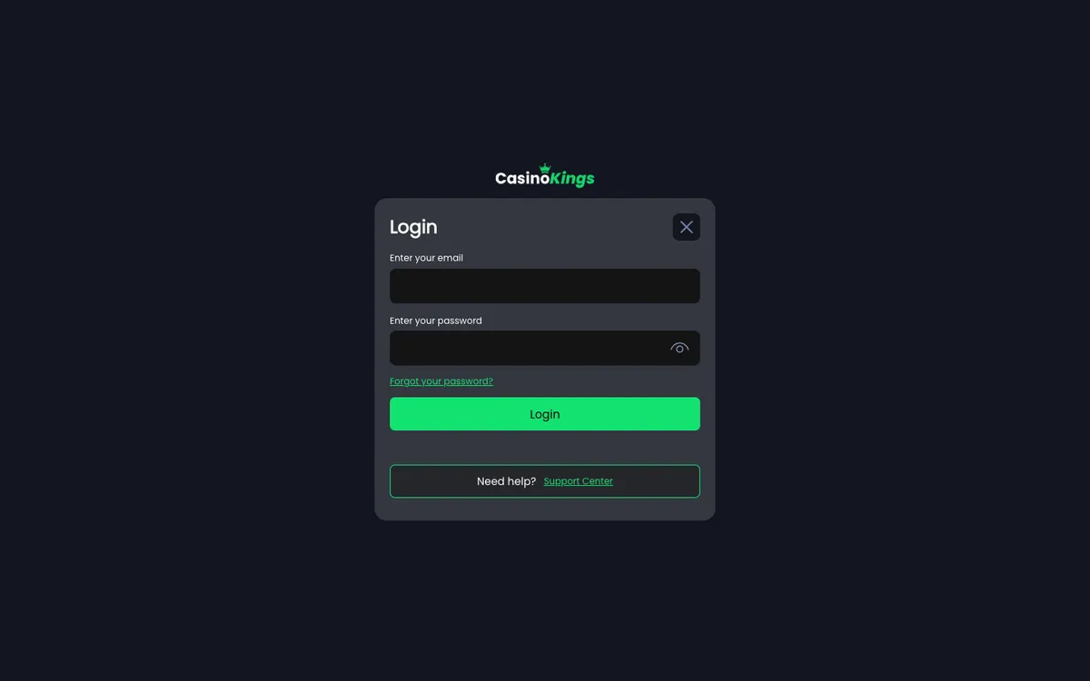 CasinoKings — Sign-up, captured from Belgium