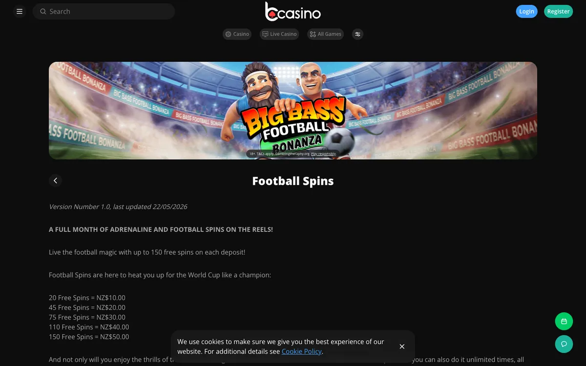 bCasino — «Акции», снято из страны Новая Зеландия