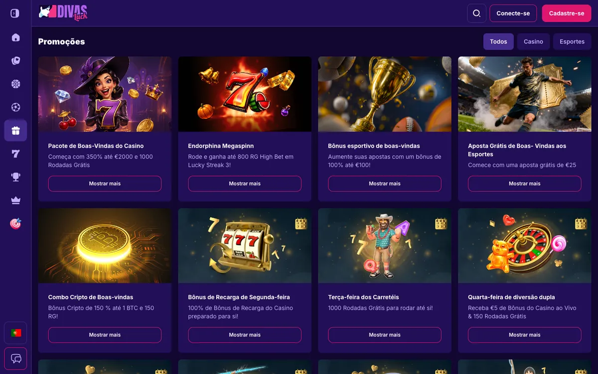 Divas Luck Casino — «Акции», снято из страны Португалия