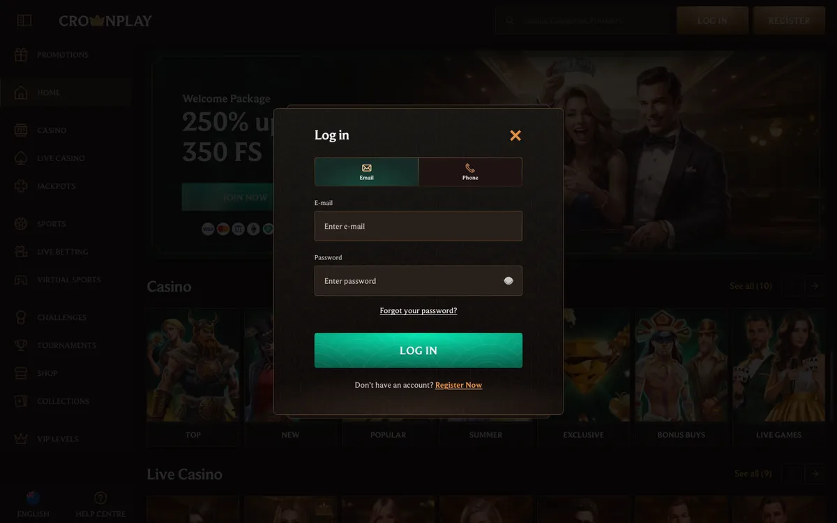 CrownPlay Casino — Sign-up, captured from New Zealand