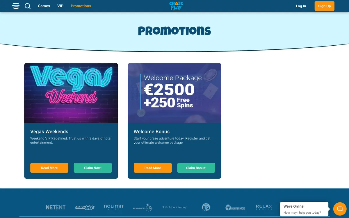 CrazePlay Casino — «Акции», снято из страны Бельгия