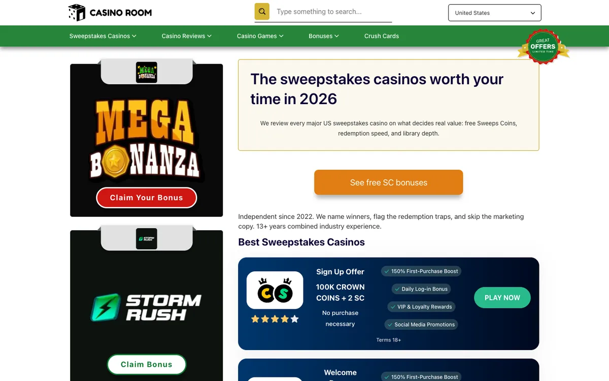 Casino Room — Home page, captured from Switzerland