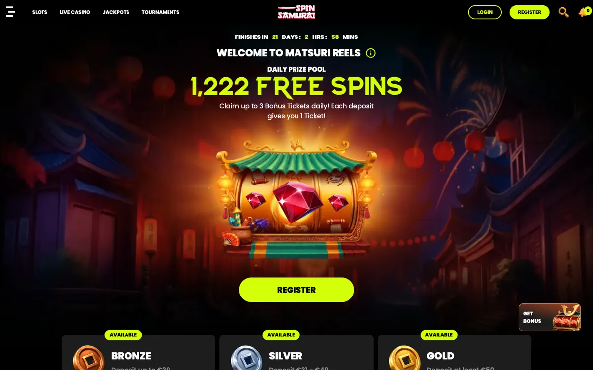 Spin Samurai Casino — Promotions, captured from Finland