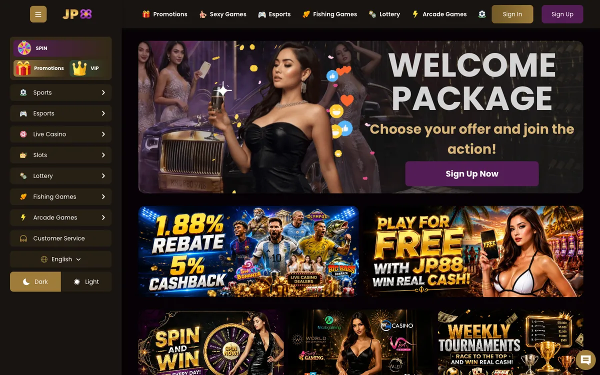 Jackpot88 Casino — Home page, captured from Indonesia