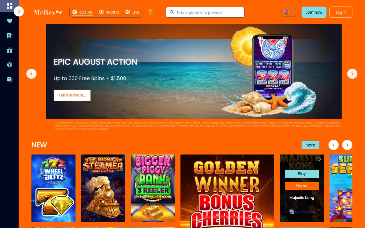 Mr Rex Casino — «Главная», снято из страны Новая Зеландия