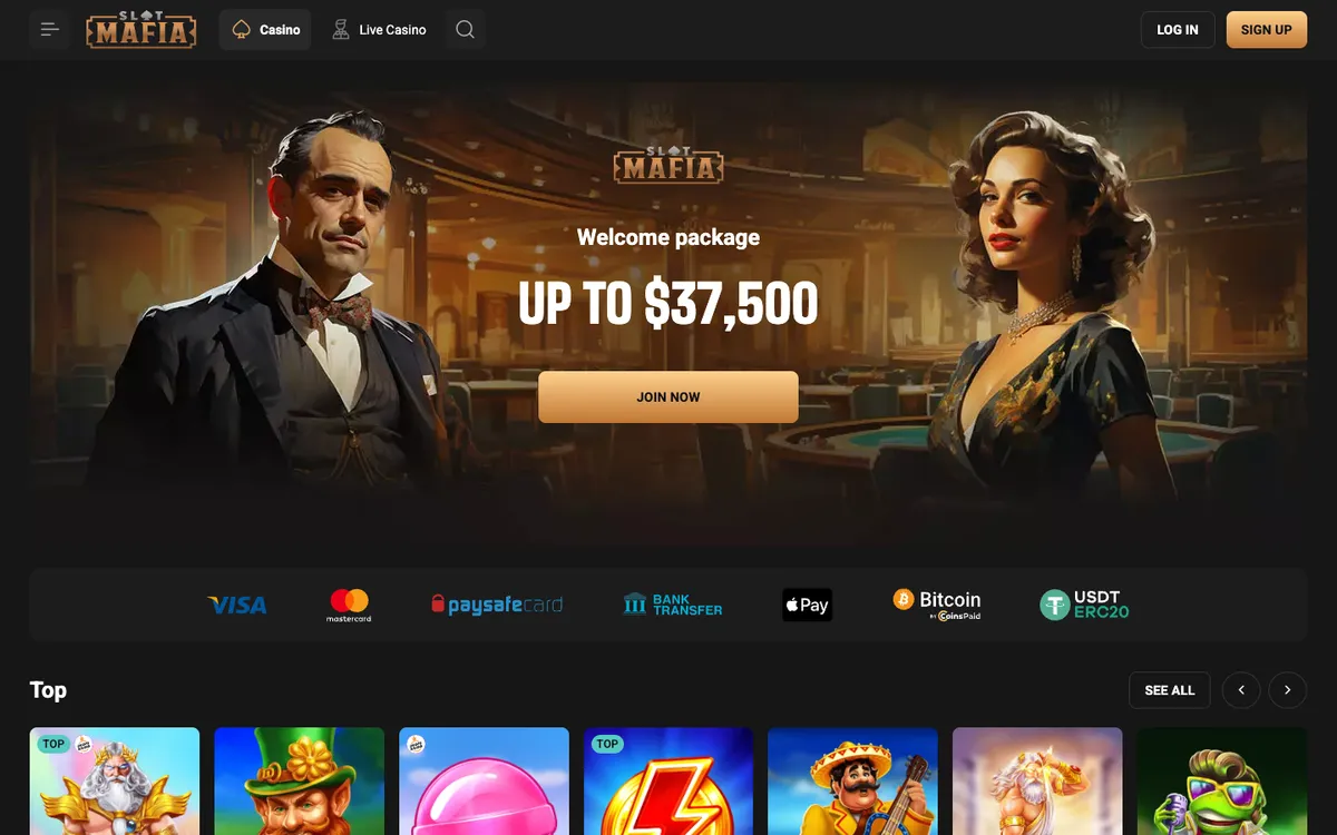 Slot Mafia Casino — Home page, captured from New Zealand