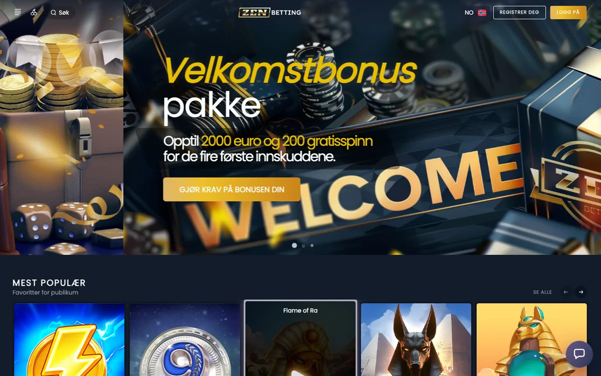 ZenBetting Casino — «Главная», снято из страны Норвегия