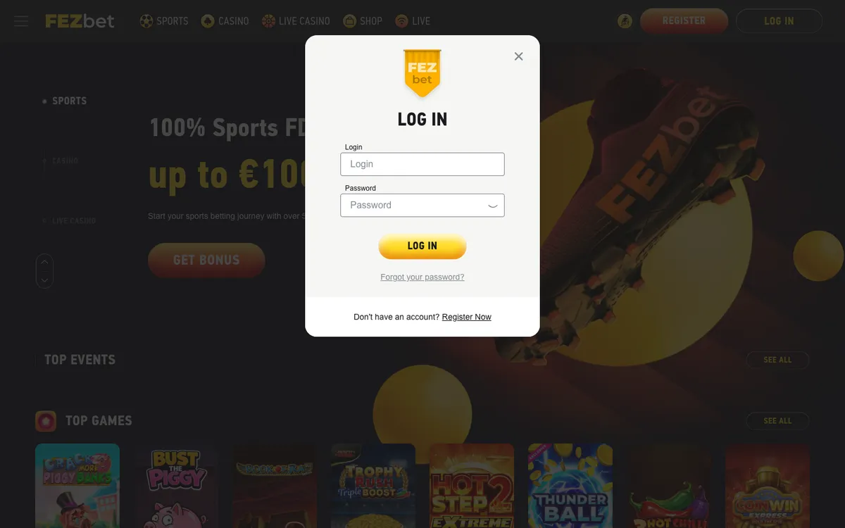 FEZbet Casino — Sign-up, captured from Nigeria