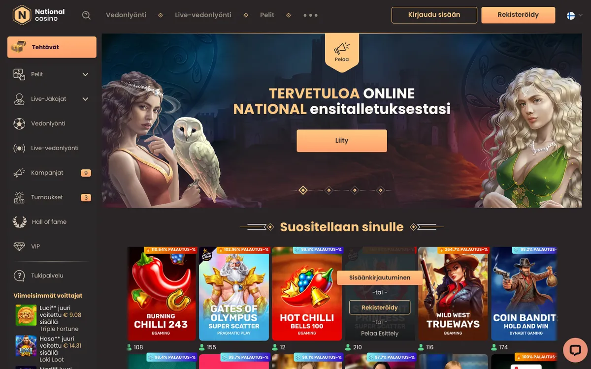 National Casino — Home page, captured from Finland