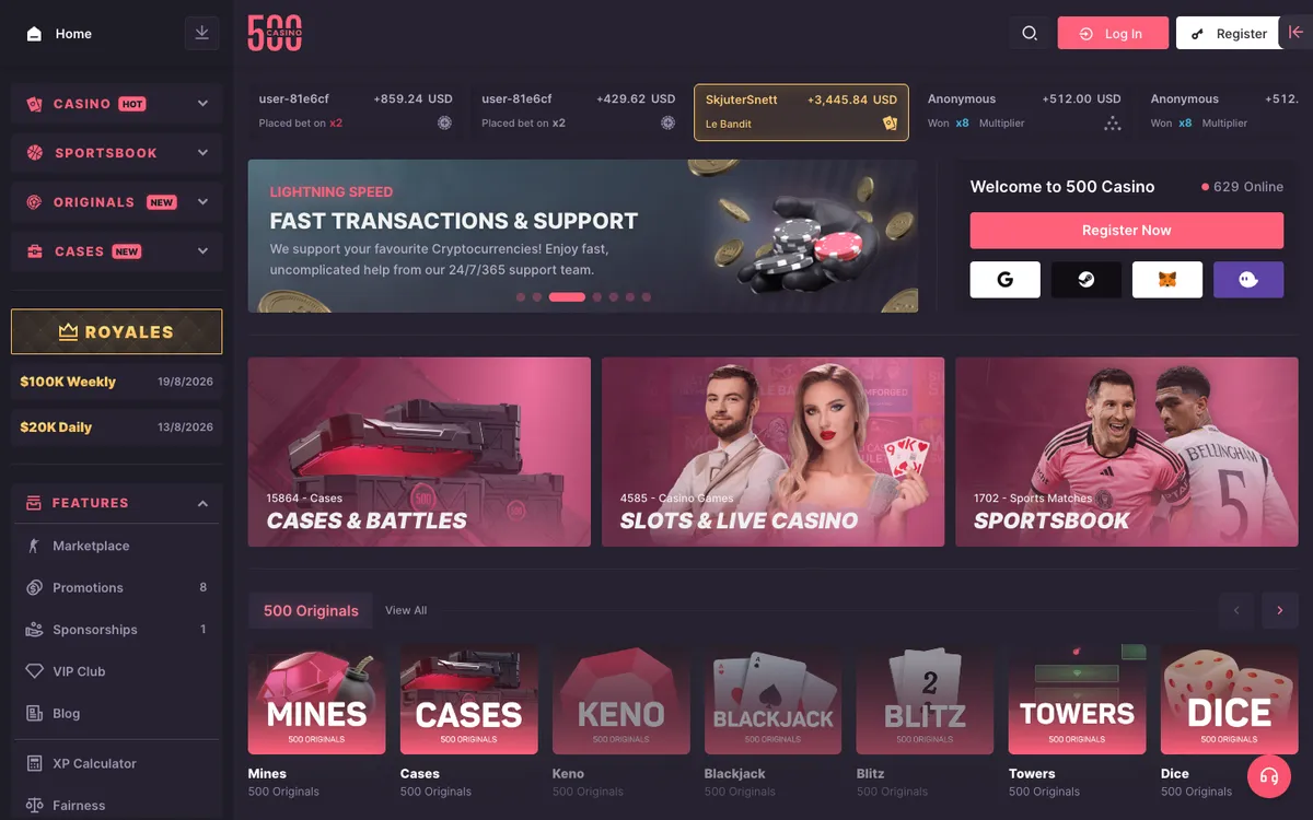 500 Casino — Sign-up, captured from United Arab Emirates