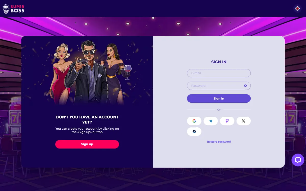 SuperBoss Casino — Sign-up, captured from Chile