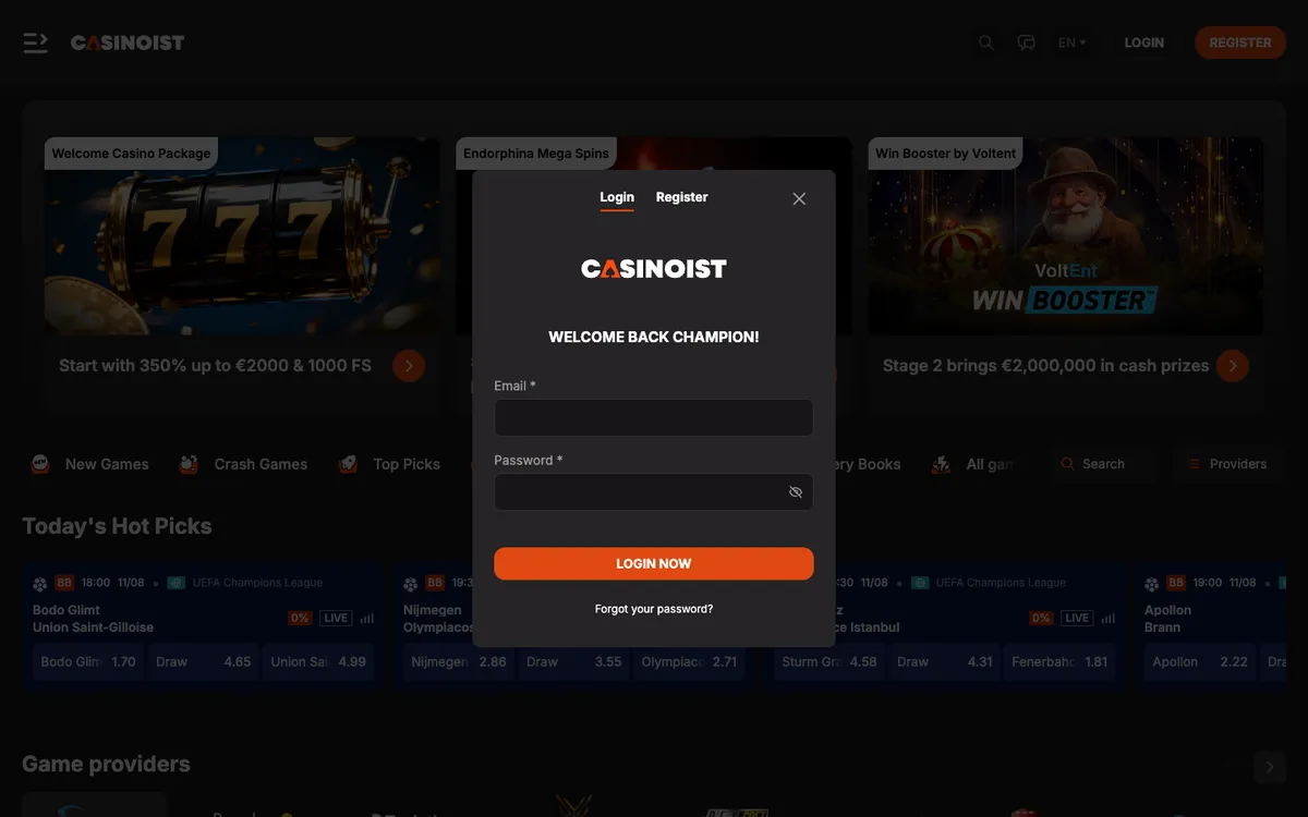 Casinoist Casino — Sign-up, captured from Portugal