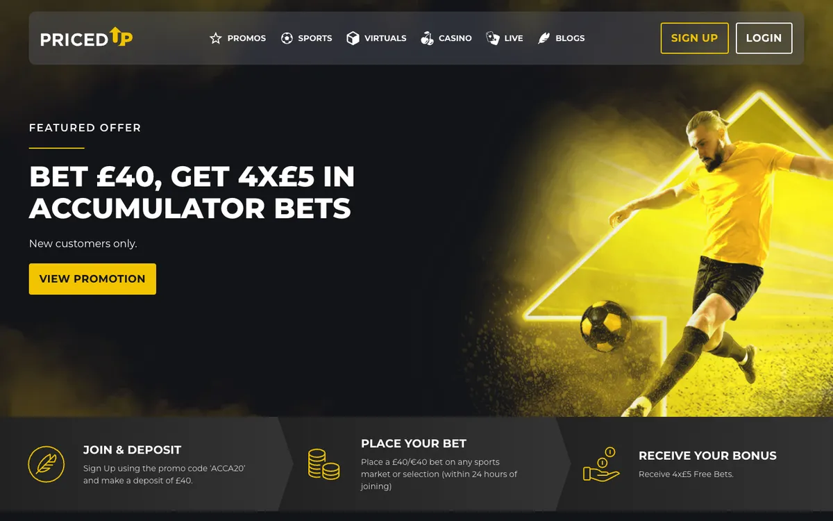 PricedUp Casino — Promotions, captured from United Kingdom