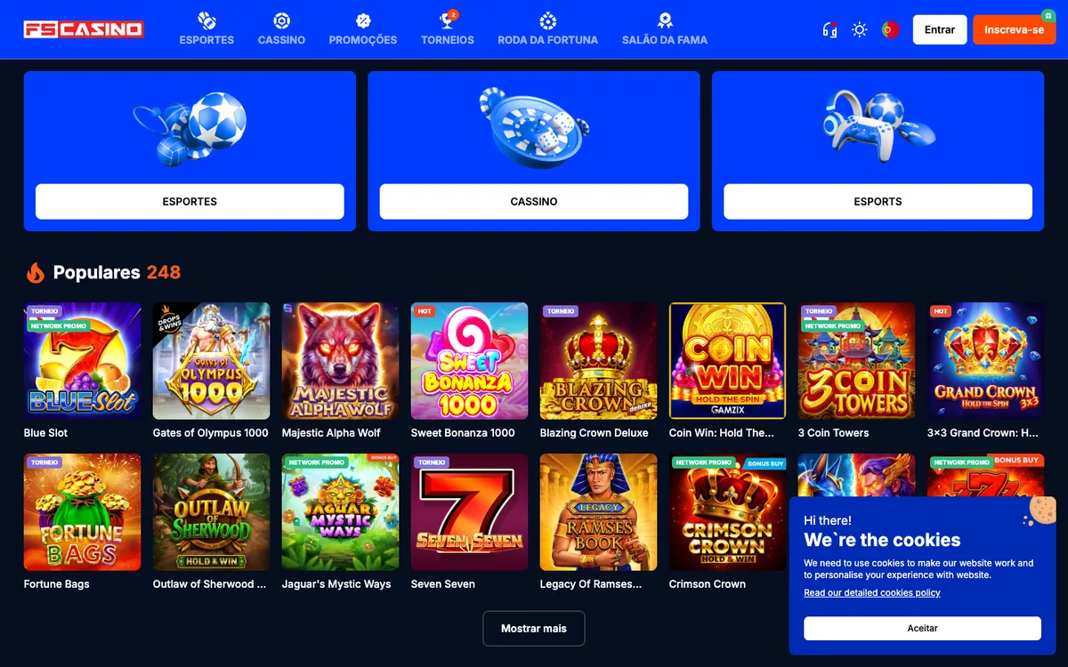 FS Casino — Home page, captured from Portugal
