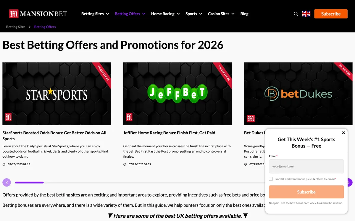 Mansion Bet Casino — «Акции», снято из страны Великобритания