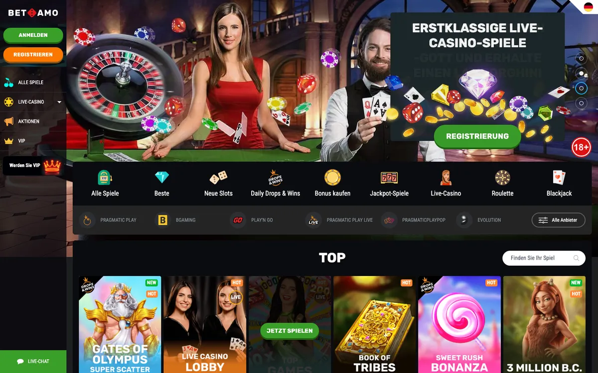Betamo Casino — «Главная», снято из страны Австрия
