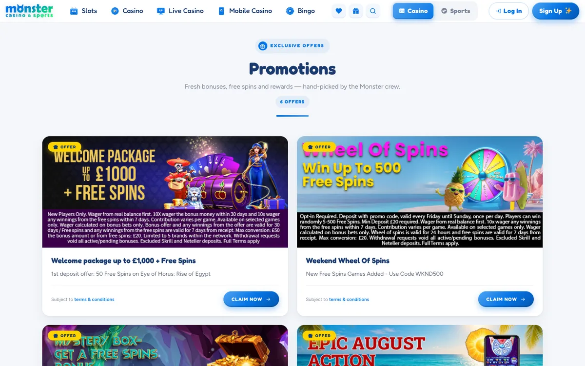 Monster Casino — «Акции», снято из страны Бельгия