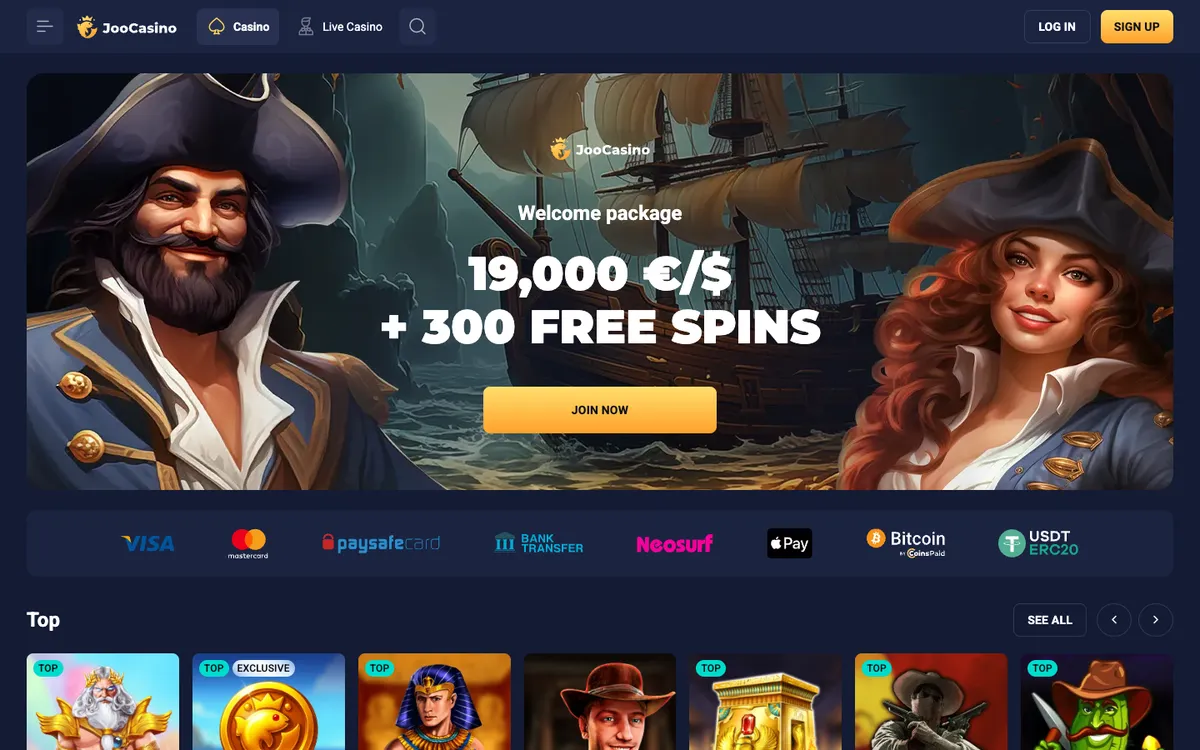 Joo Casino — Home page, captured from Japan