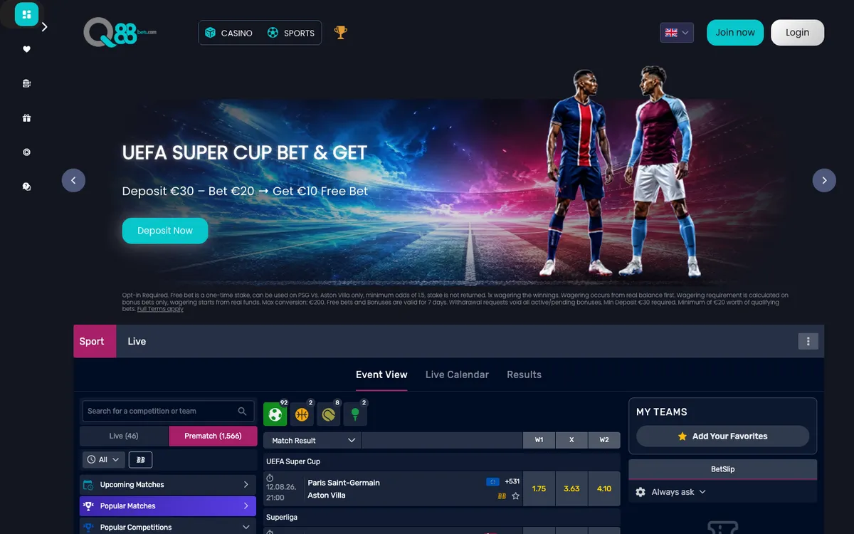 Q88Bets Casino — «Главная», снято из страны Бельгия