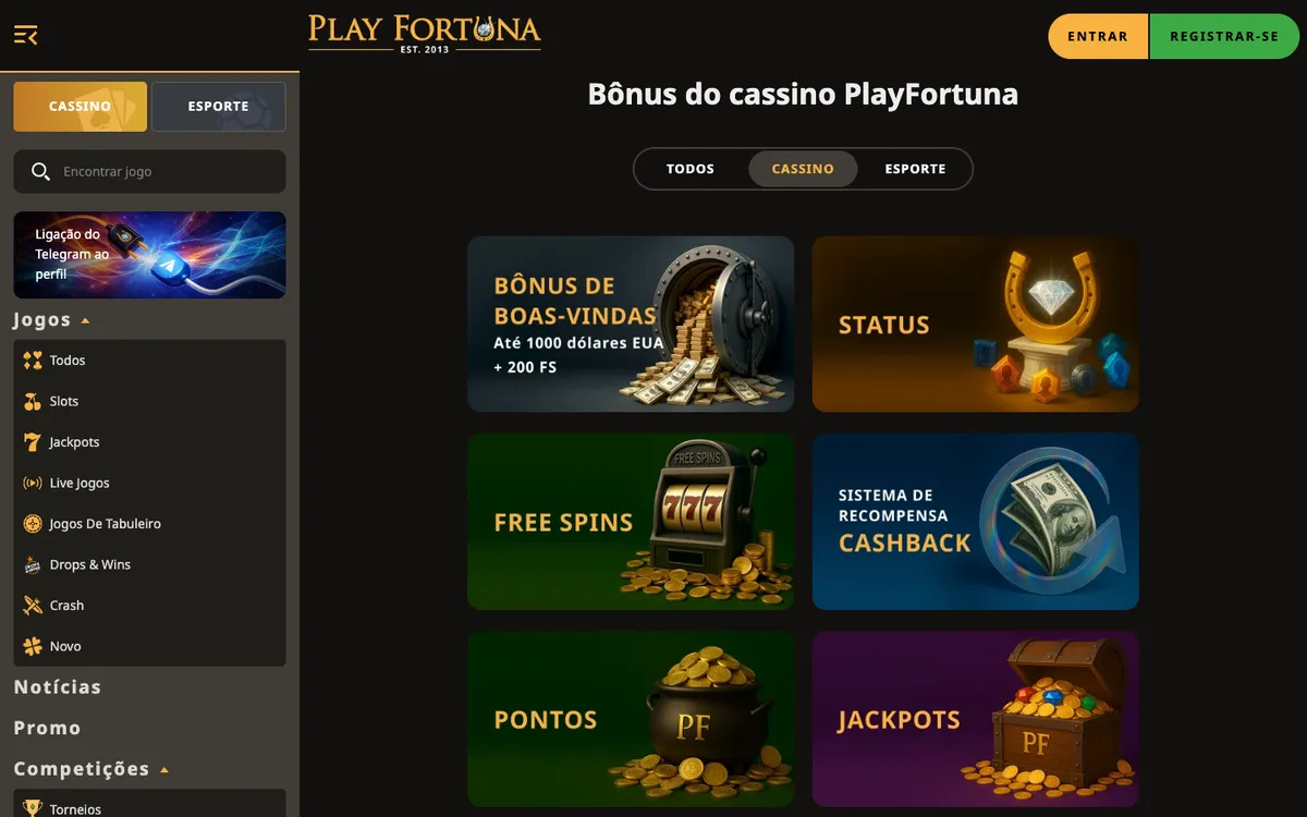 PlayFortuna Casino — Promotions, captured from Brazil