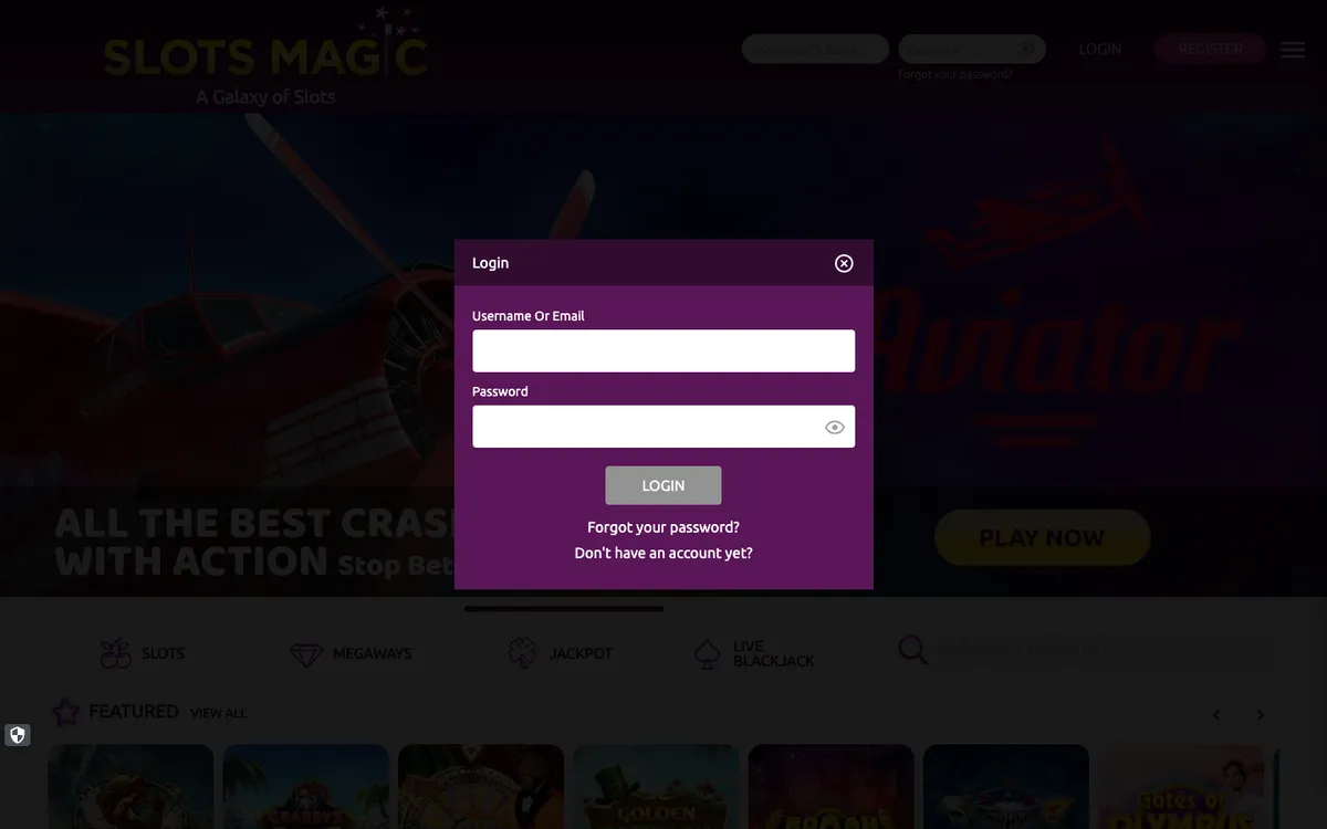 Slots Magic Casino — Sign-up, captured from Finland