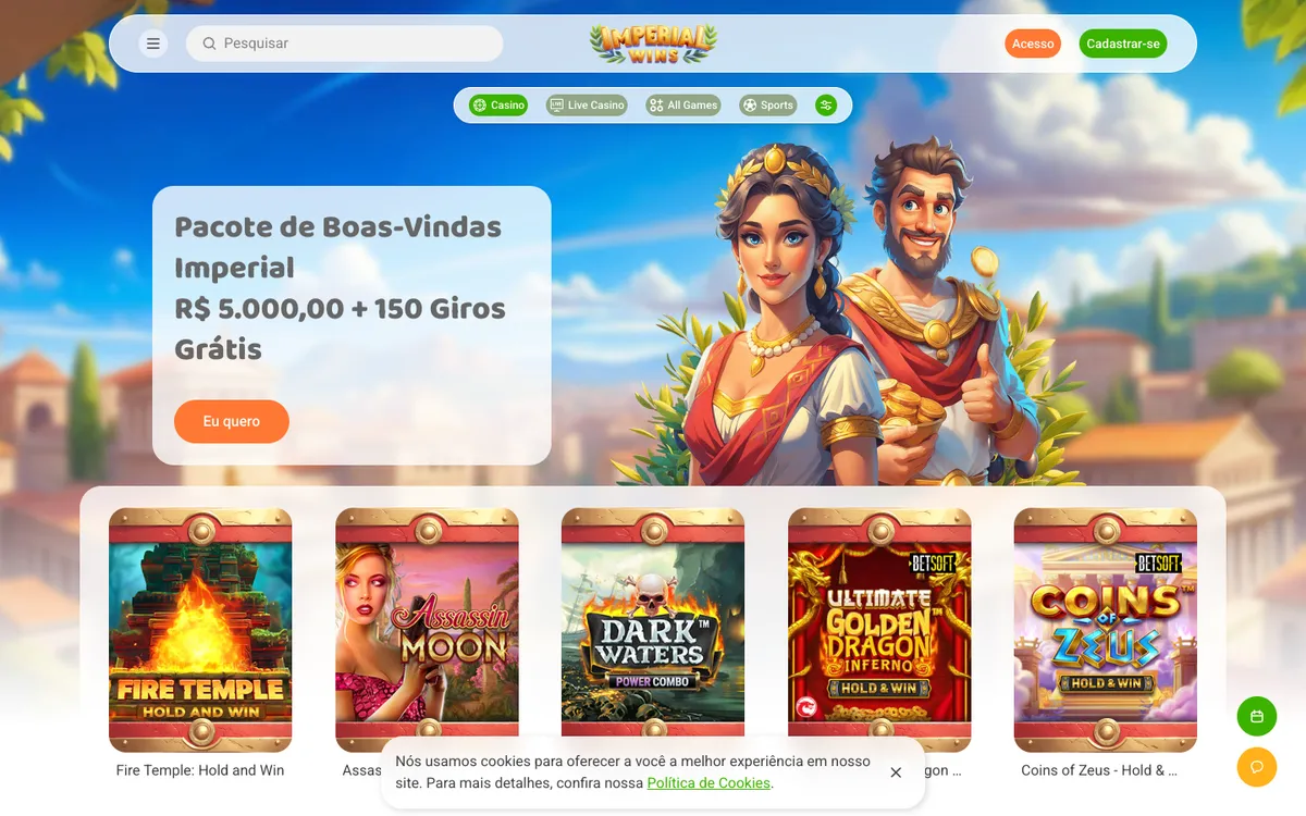 Imperial Wins Casino — Home page, captured from Brazil