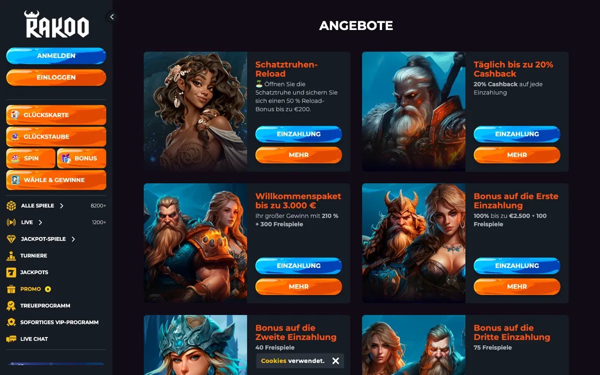 Rakoo Casino — Promotions, captured from Austria