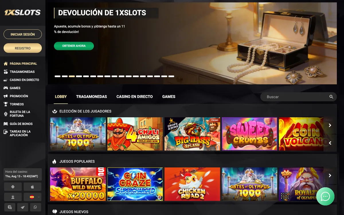 1xSlots Casino — «Главная», снято из страны Латвия