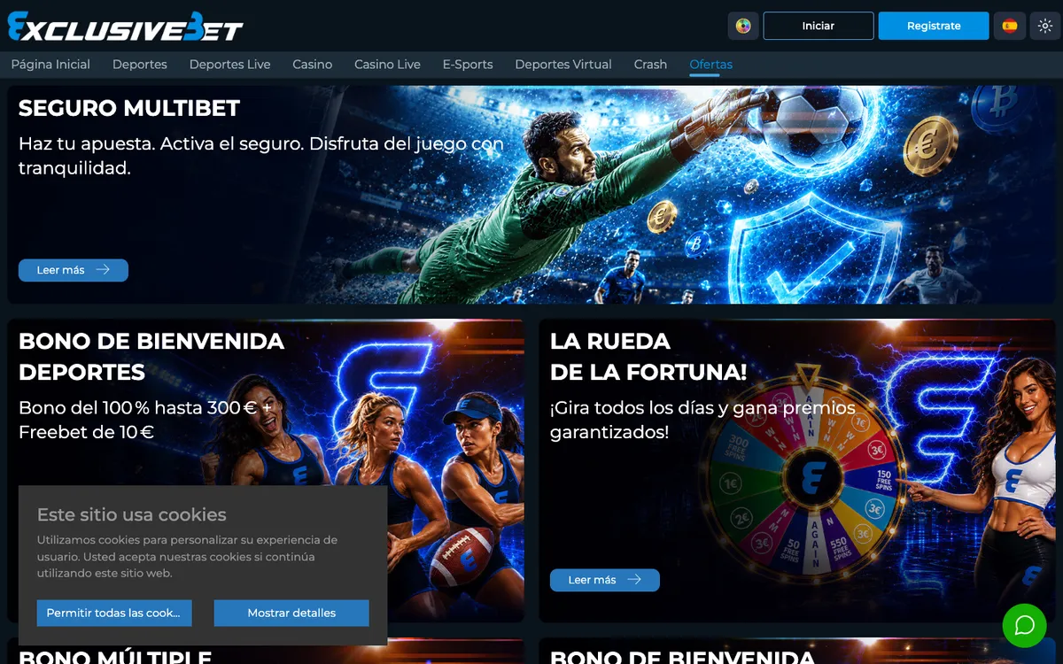 ExclusiveBet Casino — «Акции», снято из страны Испания