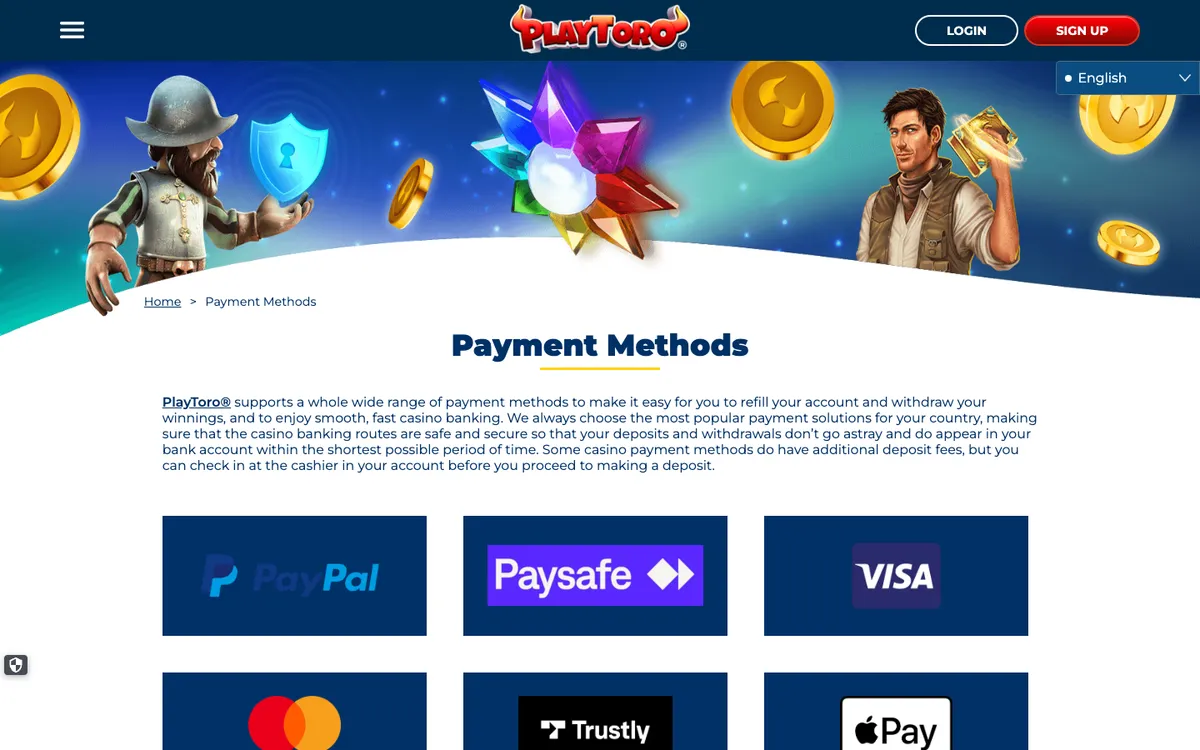 PlayToro Casino — «Платежи», снято из страны Германия
