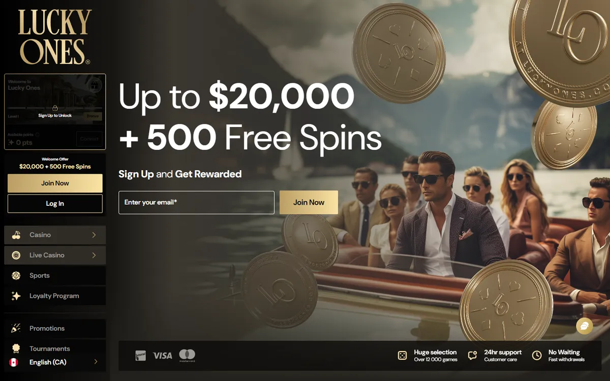 Lucky Ones Casino — Home page, captured from Canada